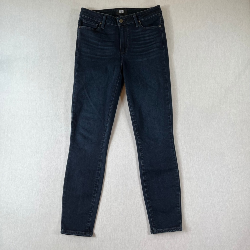 PAIGE Jeans Women 28 Hoxton Ankle High Rise Skinny Dark Wash Stretch 28" Inseam